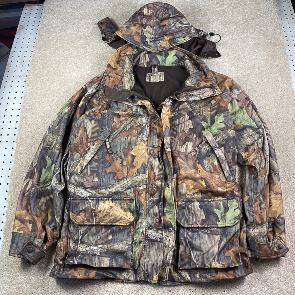 L.L. Bean Mens Camo Hunting Jacket Advantage Timber Hooded UX98 Large